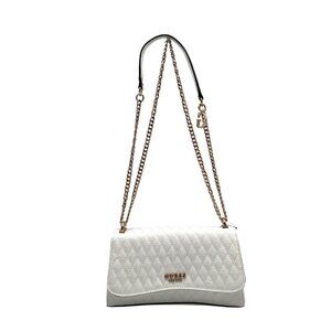 Guess White Quilted Small Betula Convertible Crossbody Bag